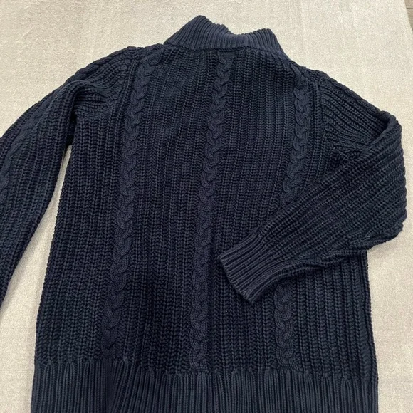 [M]L.L. Bean Men's Dark Blue 1/4 Snap Pullover Cable Knit Cotton Sweater EUC - Picture 9 of 9